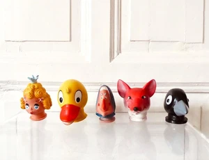 5 Handpuppen Kasperle Theater Gummi Köpfe DDR Hexe Fuchs Rabe Ente Prinzessin - Bild 1 von 11