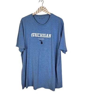 TRAVIS MATHEW Shirt Mens XXL Heather Blue Mackinac Tee Michigan Short Sleeve - Image 1 of 4