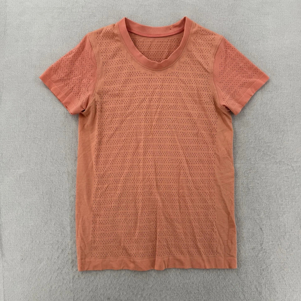 Lululemon Breeze By Shirt Women 6 Orange Top Short Sleeve Perforated Active Yoga - Image 1 of 4