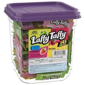 Candy, Assorted Fruit Flavored Taffy Candy, Sour Apple, Cherry, Strawberry & Ban - Picture 1 of 12