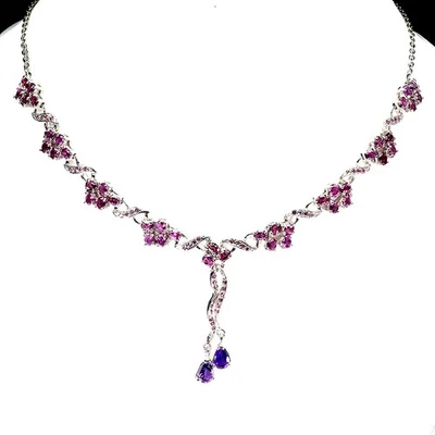 Collar de plata de ley 925 pera amatista 7x5 mm rodolita piedras preciosas joyería 17 Foto 1 de 4