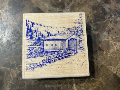 Sello de goma escena puente cubierto Stampabilities 2002 I1041 Foto 1 de 4