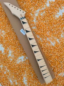 Maple Guitar Neck 24 Fret 25.5Inch MAPLE Fretboard Bolt On  Black triangle inlay - Picture 1 of 21