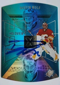 Tarjeta de novato firmada por Dustin Wolf 2023-24 UD SPx Holoview #SPX-30 autografiada radiocontrol - Imagen 1 de 2