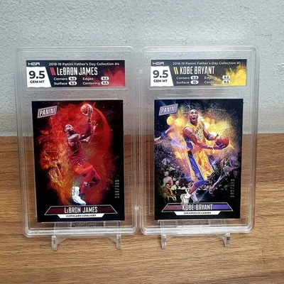 Panini Día del Padre 2018 Lebron James & Kobe Bryant Foil HGA 9,5/399 Foto 1 de 4