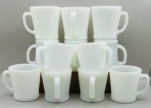 Set of 12 Anchor Hocking D Handle Milk Glass Mugs Vintage - Picture 1 of 5