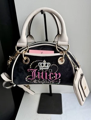 Cartera Juicy Couture Dreamy Juicy negra blanca nueva con etiquetas | Precio de venta sugerido por el fabricante $99 | Corona de diamantes de imitación Foto 1 de 4