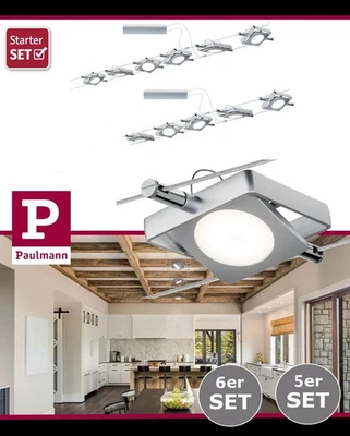 Paulmann LED Seilsystem MacLED 5x4W oder 6x4W wählen Chrom Matt 2700K 230V/12V - Bild 1 von 4