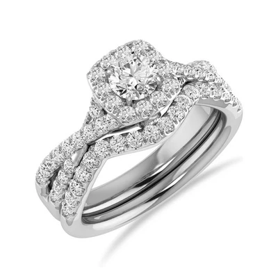 1 Ct Lab Grown Diamond Women's Bridal Ring Set Engagement/Wedding Ring 14K Gold - Image 1 of 4