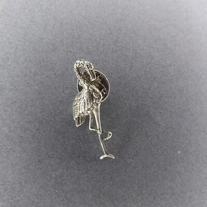 Flamingo Silver-Toned Lapel Hat Jacket Pin - Picture 1 of 2