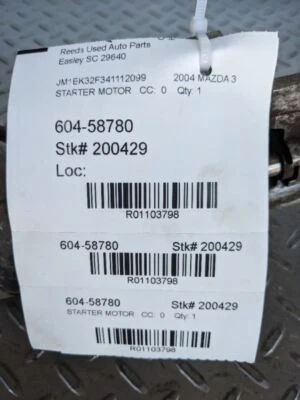 Starter Motor Fits 04-09 MAZDA 3 1103798 - Изображение 1 из 4