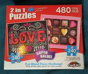 Cray-Z-Art 2-in-1 Puzzle Love/Chocolate Box 240 Pieces Each 480 Total SEALED - Picture 1 of 4