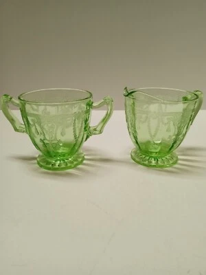 CAMEO GREEN 3 1/4 INCH CREAMER & SUGAR SET - Image 1 of 4