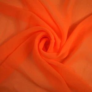 Flo Orange Plain Ultra Fine Georgette Chiffon Sheer Dress Fabric 58" Wide 8697 - Picture 1 of 3