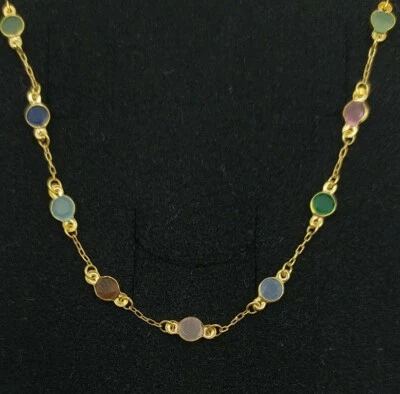 Collar oro 18k 750 mls . 30 piedras de colores - Imagen 1 de 4