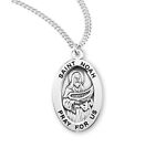 St Saint Noah - 0.9" Sterling Silver Oval Medal + 20" Chain