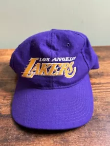 VTG 90's Los Angeles LA Lakers Starter Wool Motion Purple Snapback Hat Natural - Picture 1 of 18