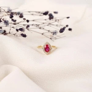 Lab-Created Ruby Ring, 92.5 Sterling Silver Ring, Promise Ring, Gift for her - Picture 1 of 8