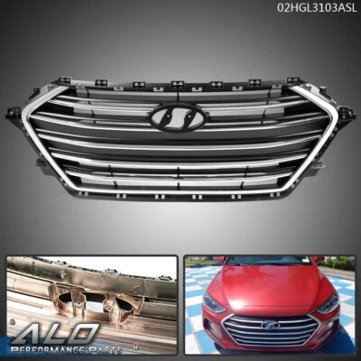 Fit For 2017 2018 Hyundai Elantra 4-Door Sedan Chrome & Black Front Bumper Grill Foto 1 de 4