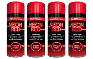 4 x lattina spray spray fluorescente al neon rosso rapido per auto fai da te - 200 ml - Foto 1 di 6
