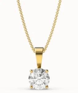 1ct Pendant Necklace Yellow Gold VS2/F/Excellent Lab-Created Diamond IGI CERT - Picture 1 of 9