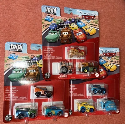 2024 Disney Pixar Cars 3 Pack Mini Racers Dinoco Muddy Lightning McQueen Tractor - Image 1 of 3