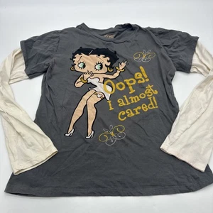 Betty Boop Long Sleeve Shirt Youth Girl Large Graphic Print Logo.#31307 - Picture 1 of 9