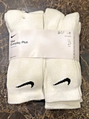 AUTÉNTICOS Calcetines Nike Para Mujer Everyday Plus Crew 6-PARES BLANCOS MEDIANOS 6-10 Foto 1 de 4