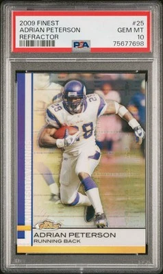 2009 Topps Finest ADRIAN PETERSON Refractor #25 PSA 10 GEM MINT - Image 1 of 2