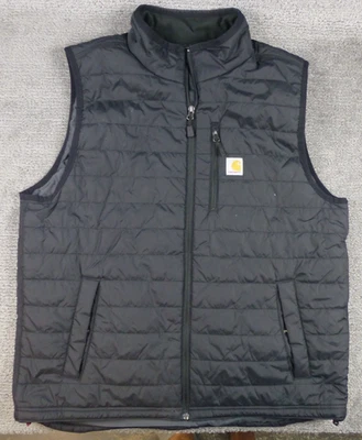Chaleco Carhartt Para Hombres XL Alto Negro Cremallera Completa Puffer Defensor de la Lluvia Ajuste Relajado Foto 1 de 4