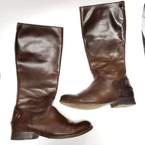 Botas de montar Frye para mujer de cuero marrón coñac Melissa botón 2 hasta la rodilla talla 7 - Imagen 1 de 10