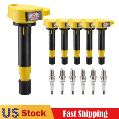 Paquete de 6 bobinas de encendido y bujías para Honda Accord 2000-2007 3,0 L 3,5 L V6 UF242 Foto 1 de 4