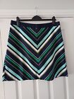 Rrp £34 New Aline Oasis Navy Blue Green Striped Short Skirt Size 16 Work Summer