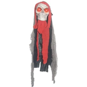 24" Hanging Light Up Glowing Battery Eyes REAPER SKULL Halloween Decoration - Picture 1 of 1