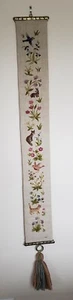 VINTAGE FOLK ART ARTIST SIGNED HAND MADE NEEDLE WORK BELL PULL BIRDS & ANIMALS - Picture 1 of 12