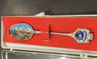 CUCHARA DE RECUERDO VINTAGE KLEPA ARTS ALEMANIA ESMALTE DALLAS TEXAS VISTA CIUDAD CASI NUEVA-COMO NUEVA Foto 1 de 4