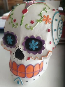 Mexican Large skull ornament day of the dead decor Colour Halloween Decoration - Picture 1 of 14