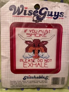 Stitchables Wiseguys Counted Cross Stitch Kit 7720 "Do Not Exhale" 1988 NEW - Picture 1 of 2