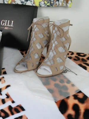NEW G.I.L.I. Lace-up Cut Out Heel Sandals - Floriana Suede, Size 9 - Image 1 of 4