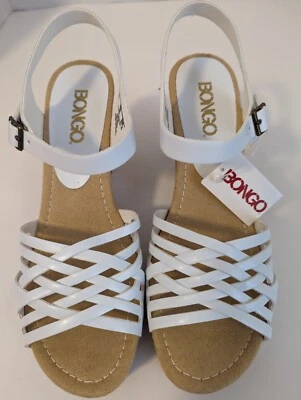 Bongo Women's Size 9 White Open Toe Sandals 3.5" Platform Shoes NEW IN BOX!! - Image 1 of 4