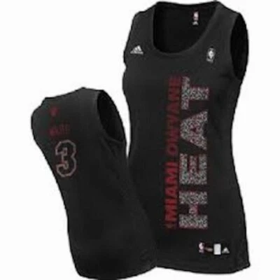 Camiseta deportiva de baloncesto ADIDAS Black Stripe Team Static Dwyane Wade #3 NUEVA para mujer L Foto 1 de 4