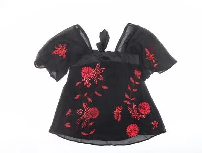 Coast Womens Black Floral Polyester Blend Blouse Size 10 - Embellish - Image 1 of 4