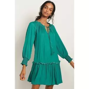 Neu Anthropologie Giulia Langarm Tunika Minikleid $ 148 SMALL grün - Bild 1 von 4