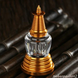8.5cm Alloy Buddhist Stupa Buddha Relics Temple Shrine Worship Dagoba Tantra - Picture 1 of 11