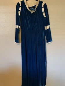 Miccostumes Teal Medieval Renaissance Full Length Velvet Dress Size XL Halloween - Picture 1 of 7