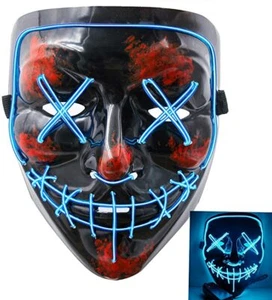 Costume Halloween Face Mask LED Light Up 3 Modes Cosplay Clubbing Party Purge - Picture 1 of 21
