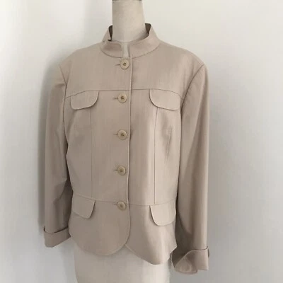 La Fayette  148 Women's Jacket Tan Safari Peplum Pockets Mandarin Collar - Image 1 of 4