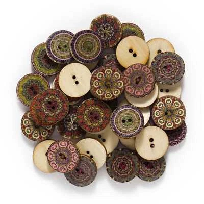 50pcs Retro series Wooden Buttons Sewing Scrapbook Clothing Craft Handmade DIY - Image 1 of 3