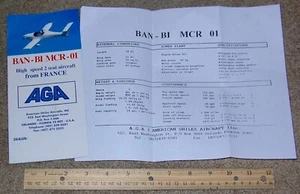 BAN-BI MCR-01 2 Seat Aircraft French Dealer Sales Brochure + Specs Performance - Picture 1 of 3