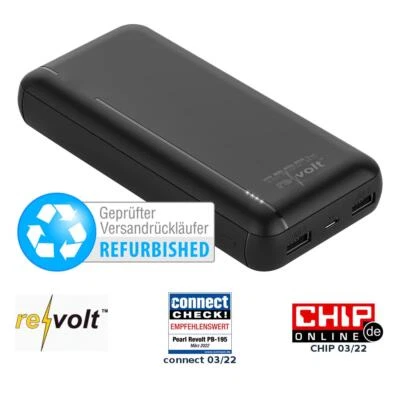 revolt USB-Powerbank mit 20.000 mAh, USB-C Power Delivery, Versandrückläufer - Bild 1 von 4